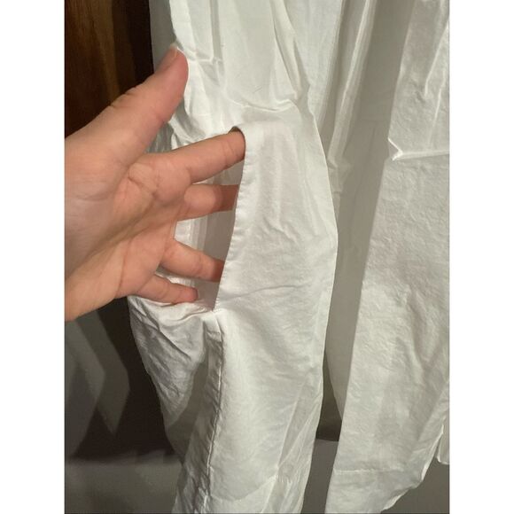 Everlane White Keyhole Back Puff Sleeve Shirred Mini Yoke Dress Small - Picture 4 of 6